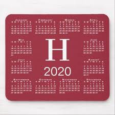 Simple Burgundy And White Monogram 2020 Calendar Mouse Pad Zazzle Com Fun Mouse Pad Custom Mouse Pads Mouse Pad