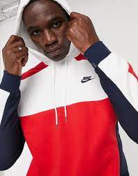 Nike Tall Club Color Block Hoodie In Red White Blue Asos Club Color Color Block Red White Blue