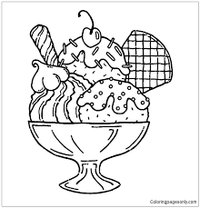 You can simply choose the simple coloring sheets as ice cream truck, banana split, ice cream floats, up to the more complex one such as multi layer ice cream cone, ice thanks for making these pages easy to get. Ice Cream Served With Wafer And Whipped Cream Coloring Pages Food Coloring Pages Free Printable Coloring Pages Online