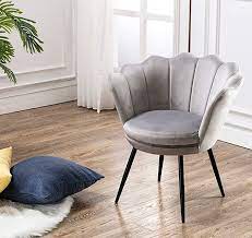 Poltrona per camera da letto : Wahson Poltrona Per Camera Da Letto In Velluto Con Gambe In Metallo Nero Sedia Da Salotto Per Soggiorno Caffe Vanita Grigio Ernesto Shop