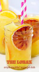 Lorax Orange Lemonade Mocktail Recipe Kid Drinks Recipes Easy Mocktail Recipes Mocktails