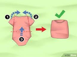 Bodysuits lay the piece of clothing on its front, at that point overlap the sleeves in so they lay on the back of the bodysuit. How To Fold Baby Clothes With Pictures Wikihow Mom