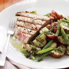 grilled tuna steaks with potato and