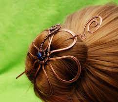 Copper Hair Clip Copper Hair Pin Wire Wrapped Hair Slide Etsy Wire Work Jewelry Hair Jewelry Copper Hair