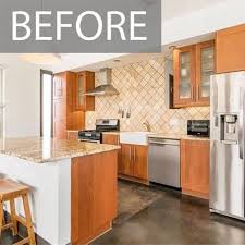 Our maple cabinets seemed to need a punch of color, so we put terra cotta colored tile with brick red grout. Kitchen Painting Projects Before And After Paper Moon Painting