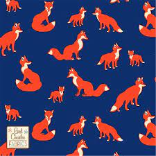 Knit fabric is made by thread connected to a needle making loops that are interwoven with other loops to make a sheet of fabric. Fox Family On Cobalt Blue Cotton Jersey Blend Knit Fabric Fox Fabric Printing On Fabric Fox Print