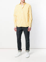 Yellow striped shirt long sleeve. Xacus Striped Long Sleeve Shirt 182 Farfetch Com Lookastic