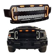 At the same time, this grille also allows for the use of your truck's factory ford emblem. 2018 2019 Ford F150 Raptor Style Grille With Led Drl Lights Replacement Shell Grille
