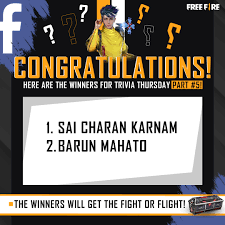 Copa do mundo de free fire de 2019), foi o primeiro torneio a nível mundial do jogo free fire realizado pela garena, desenvolvedora do jogo. Here Are Your Trivia Thursday Winners Free Fire Esports India Facebook