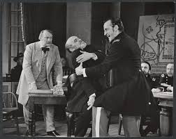 Albert Dekker, Herbert Berghof, George C. Scott, and cast members in the  stage production The Andersonville Trial