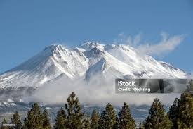 Mt Shasta With Clouds Stock Photo ...