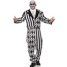 Black And White Clown Halloween Costume The Jester Mens Two Toned Black White Clown Tuxedo Halloween Costume Walmart Com Black And White Clown Harlequin Costume Jester Costume