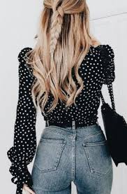 Black And White Polka Dot Blouse Black And White Polka Dot Blouse With High Waisted Jeans Fashion Style Fashion Outfits