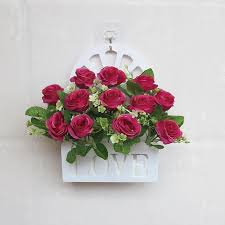 Free uk mainland delivery rtfact flowers | artificial flower arrangements. Outdoor Artificial Diamond Roses In Hanging Basket Artificial Flowers Store
