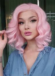 Pastel Pink Wavy Bob Lace Front Synthetic Wig Lf308 In 2020 Hair Color Pink Wavy Bob Hairstyles Pastel Pink Hair