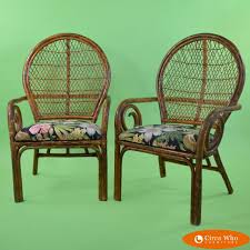 Pair Of Rattan Balloon Back Arm Chairs Circa Who In 2020 Chair Woven Rattan Chairs Rattan