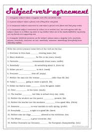 Subject Verb Agreement Subject And Verb Subject Verb Agreement Verb Worksheets