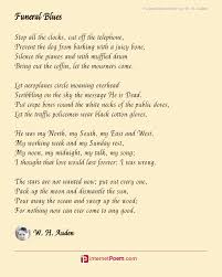 Funeral Blues Poem By W H Auden
