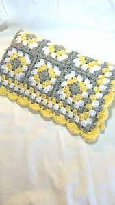 Granny Square Baby Blanket Grey Gray And Yellow By Littledarlynns Nonna Piazze Uncinetto Coperte Fatte All Uncinetto Cuscini All Uncinetto