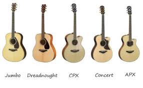 yamaha guitars categorized by shape