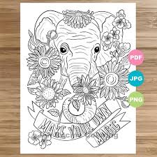 Coloring pages for kids elephants coloring pages. Elephant Coloring Page Animal Art Coloring Book Printable Etsy