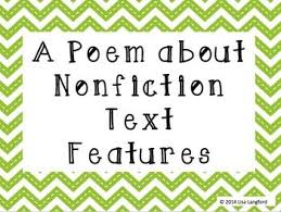 Nonfiction Text Features Poem Nonfiction Text Features Nonfiction Texts Text Features