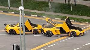 It was a rainy day and the tarmac was wet. Two Yellow Lamborghini Aventadors Crash Into Each Other In Singapore Robb Report