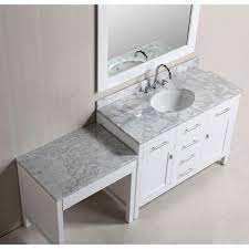 Countertop and sink is not included. Design Element London 48 In W X 22 In D Vanity In White With Marble Vanity Top In Carrara White Mirror And Makeup Table Dec076c W Mut W The Home Depot