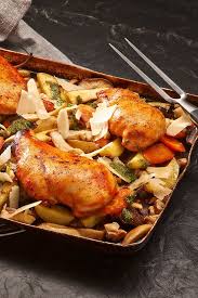 Hahnchen Vom Blech Mit Kase Und Gemuse Rezept Lebensmittel Essen Hahnchen Rezepte