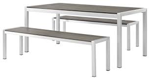 Find the right chairs and you'll never go back inside. Modern Outdoor Dining Chair Bench And Table Set Aluminum Metal Gray Contemporary Outdoor Dining Sets By House Bound Houzz