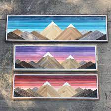 Reclaimed Wooden Mountain Wall Art Wood Wall Art Diy Wood Art Diy Mountain Wood Art
