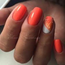 Coral nail polish with golden sparkle looks so nice on short nails! Ideas Of Coral Nails The Best Images Bestartnails Com