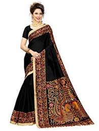 Image result for women sareeLeeps Prints Black Georgette Lace Saree With Blouse