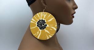 Fabric Flower Earrings Black