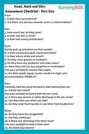 Nursing School Head Neck And Skin Assessment Checklist