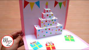 Simple rose pop up card tutorial and template. Diy Cake Pop Up Card For Birthday Easy 3d Cards Diy Maison Zizou Youtube