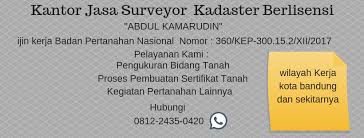 Kjskb perorangan didirikan oleh seorang surveyor kadaster berlisensi yang sekaligus bertindak sebagai pemimpin, dan beranggotakan 1 (satu). Kantor Jasa Surveyor Kadaster Berlisensi Wilayah Bandung Dan Sekitranya Home Facebook