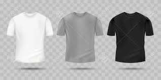 Download Blank Realistic T Shirt Mockup Set In White Grey And Black Color Men S Shirt Print Design Template With Realistic Cotton Fabric Texture From Front View Vector Illustration Royalty Free Cliparts Vectors And