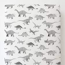 Gray Watercolor Dinosaurs Toddler Sheet Bottom Fitted In 2021 Dinosaur Toddler Bedding Toddler Bed Set Toddler Sheets