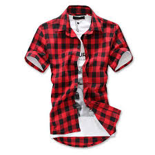 Black And Red Checkered Shirt Mens Fashion Red Black Blue Mens Plaid Shirt Short Sleeve Men Checked Shirt Men Cotton Mens Shirts Caus Casual Plaid Shirt Plaid Short Sleeve Shirt Mens Shirt Dress