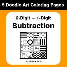 After completing the subtraction problems on the page, your child will color the picture according to the answers. 2 Digit Minus 1 Digit Subtraction Coloring Pages Doodle Art Math