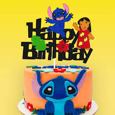 Lilo and stitch cake tutorial! Buy Cartoon Cake Topper For Lilo Stitch Theme Cake Decorations Children Kids Boy Girl Happy Birthday Glitter Black Party Supplies Double Sided Online In Indonesia B08r5w6td3