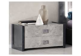 SM Italia Debora Grey 2 Drawer Bedside Table| Onlinefurniturestore.co.uk