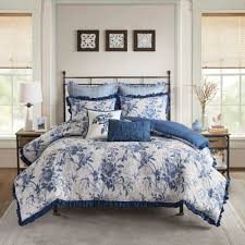 Shop the range of teethers and comforters designed to help reduce discomfort and help settle teething babies. Madison Park Adoette Navy 7 Piece Cotton Printed Ruffle Comforter Set Overstock 27798984