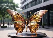 Metal art stainless steel plating yellow butterfly outdoor ...