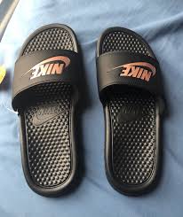 Black And Rose Gold Nike Slides Brand New Nike Slides Rose Gold Nike Slides Nike Slippers Butterfly Shoes
