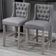 Counter height bench gives traditionalism into dining set. 40 Tufted Counter Height Bar Stool Dining Chair Accent Furniture Set Of 2 Gray 712190175023 Ebay