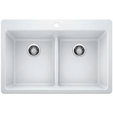 Submit them to share with the world. Glacier Bay Drop In Undermount Granite Composite 33 In 1 Hole 50 50 Double Bowl Kitchen Sink With Low Divide White 442809 Sinks Glacier Bay Granite Sinks Are Made From The Most T
