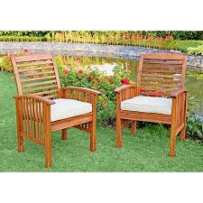 Acacia Wood Patio Chairs With Cushions Set Of 2 Walmart Com Wood Patio Wood Patio Chairs Outdoor Patio Chairs