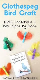 Printable Bird Crafts For Kids Clothespeg Bird Craft For Kids With Free Printable Taming Little Monsters Bird Crafts Fine Motor Activities For Kids Animal Crafts For Kids